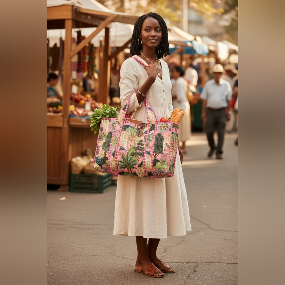 Vibrant Tropical Print Tote Bag